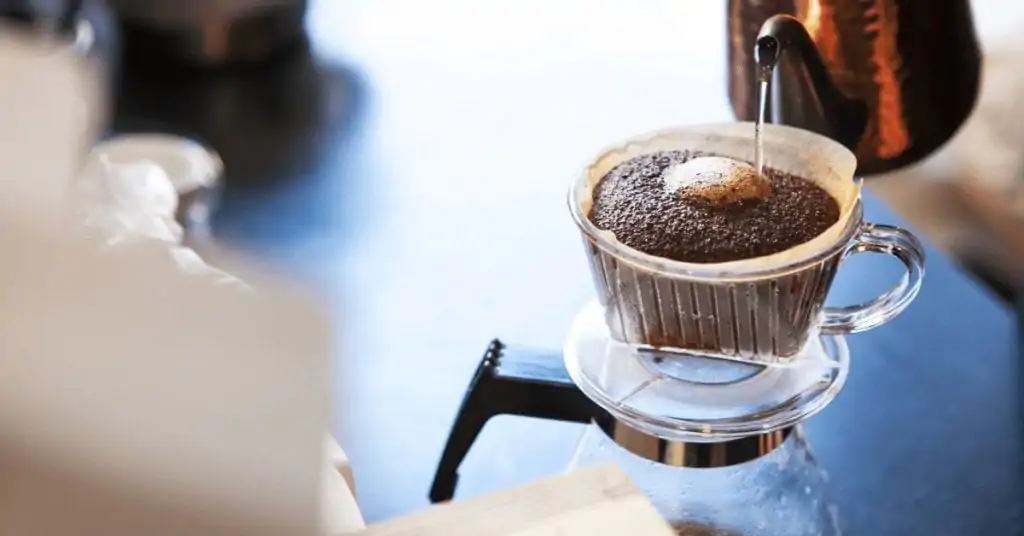 coffee brewing in pour over dripper