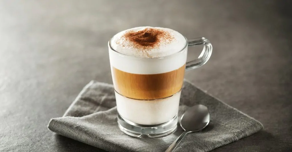 latte macchiato in glass mug