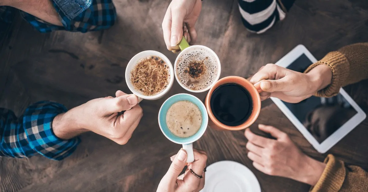 people holding mugs with different types of coffee