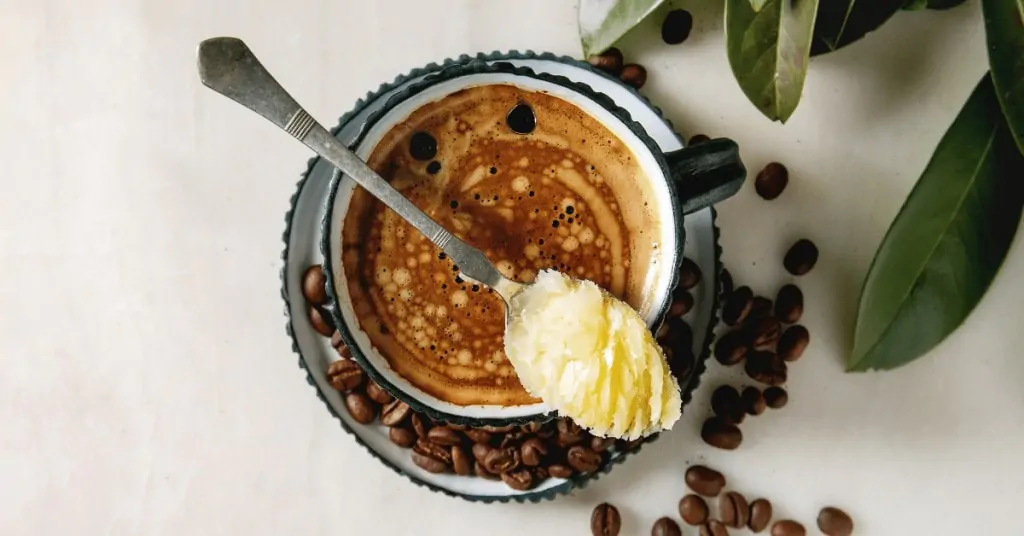 cup of bulletproof coffee from above