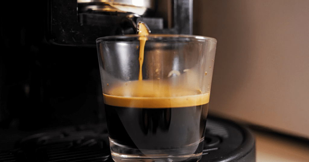 espresso coffee in glass cup