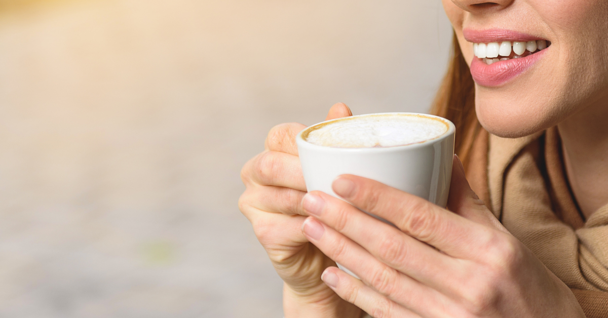 woman drinking coffee