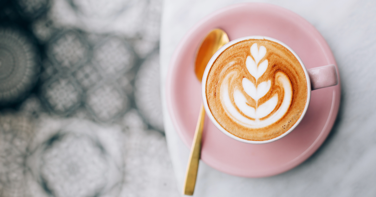 cappuccino in a pink cup