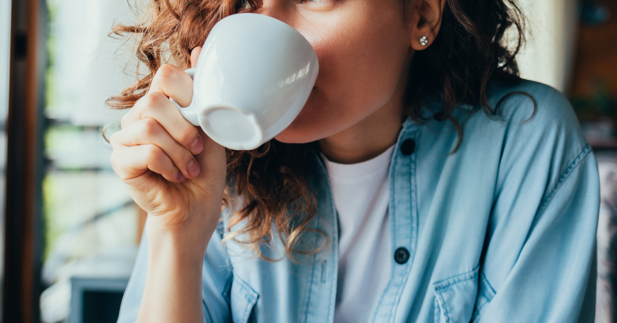 woman drinking coffee