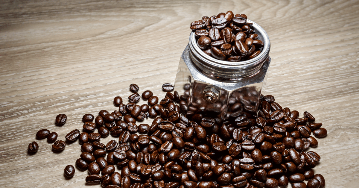 coffee beans in moka pot