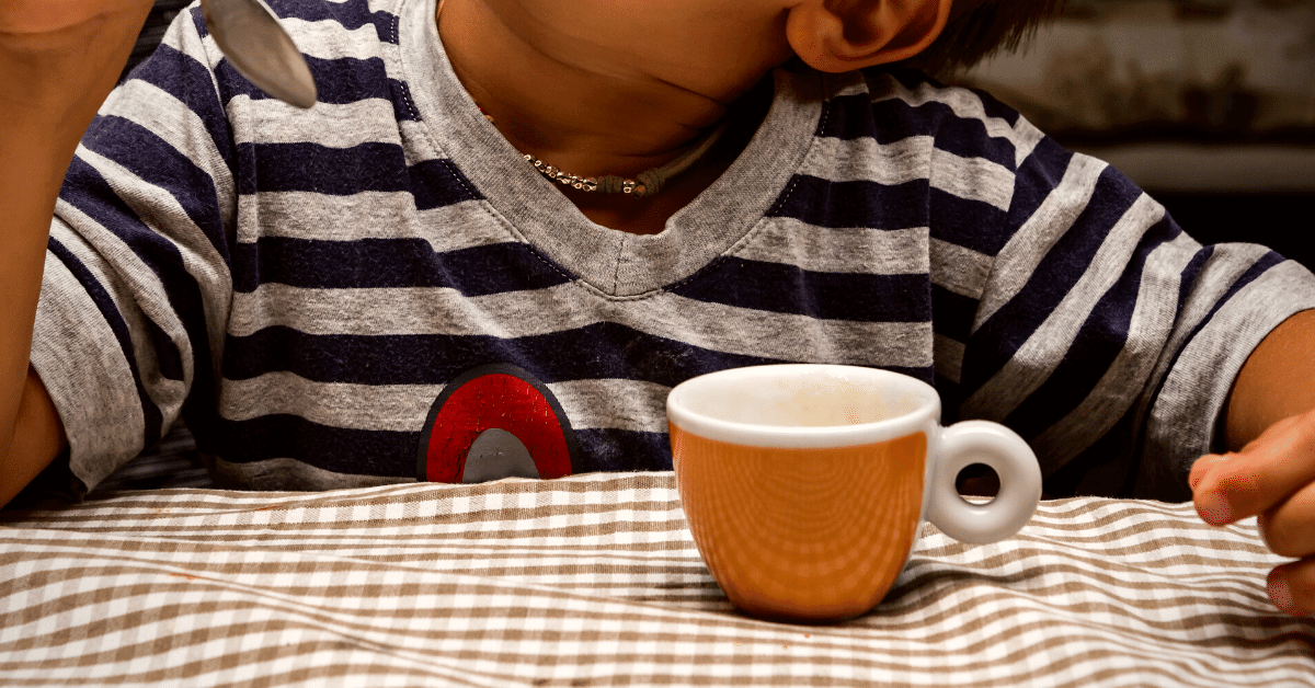 kid having coffee