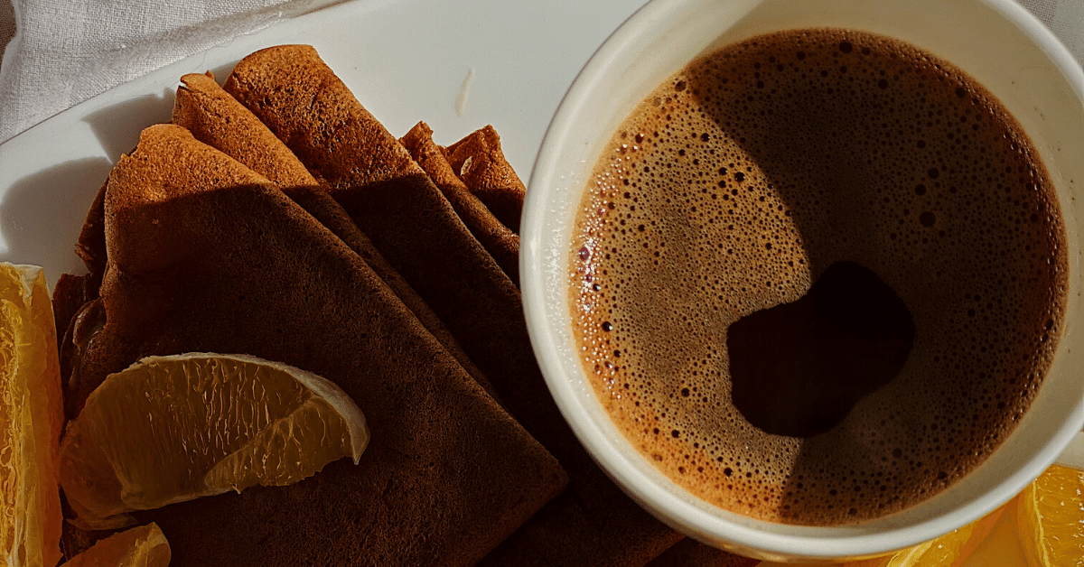 chocolate crepes and coffee