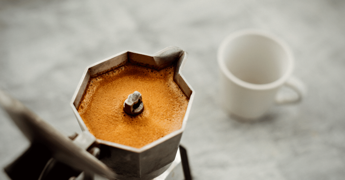 moka pot with coffee