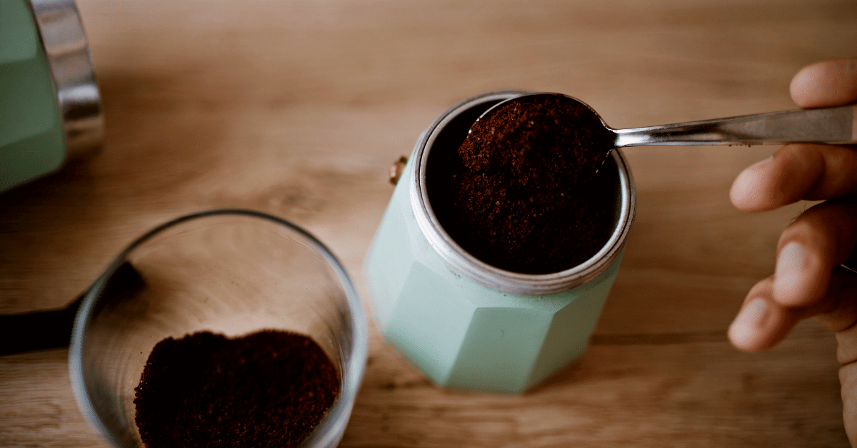 preparing coffee in a moka pot