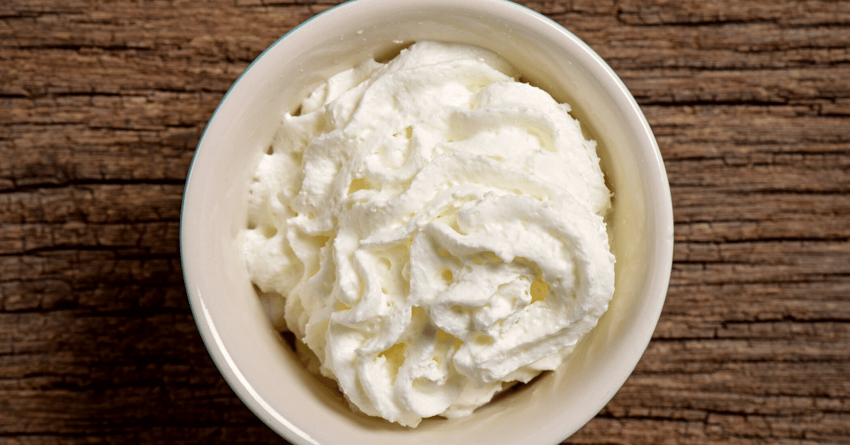 whipped cream in a bowl