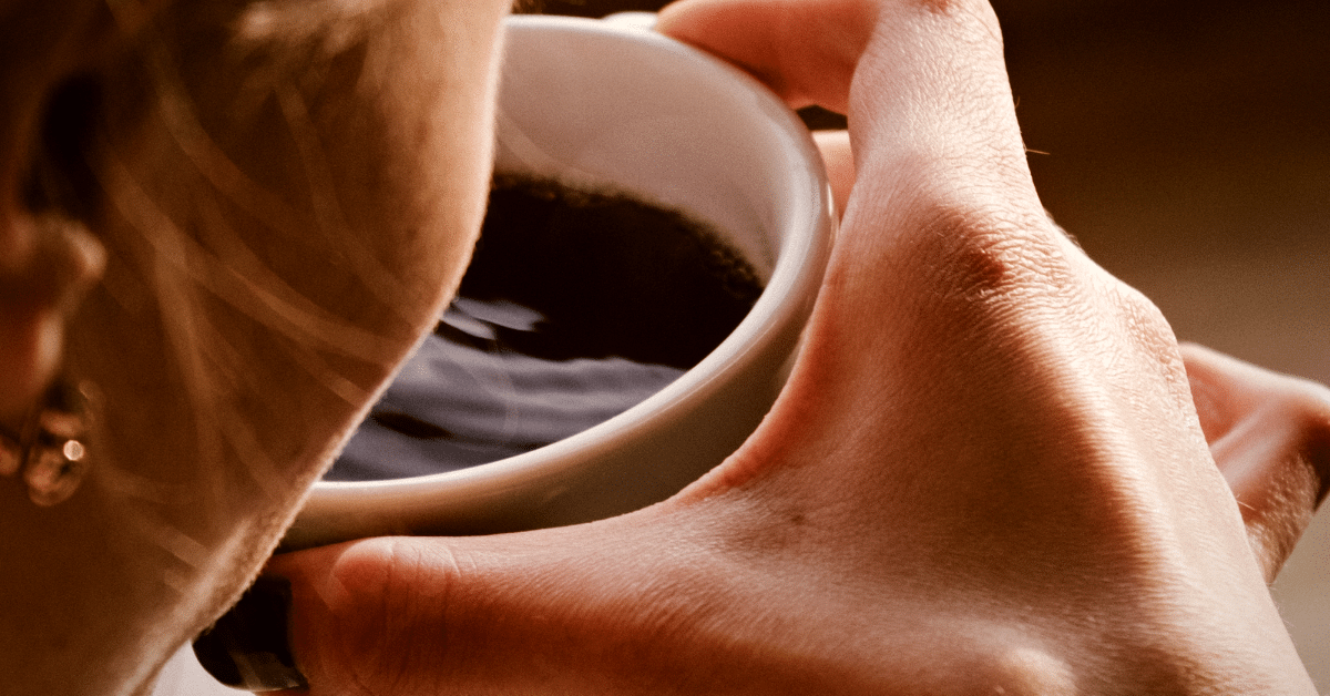 woman drinking coffee